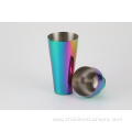 2 piece stainless steel rainbow plated shaker